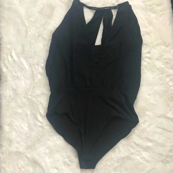 Charlotte Russe Tops - 🌻 3/$20 Black Sheer Halter Bodysuit